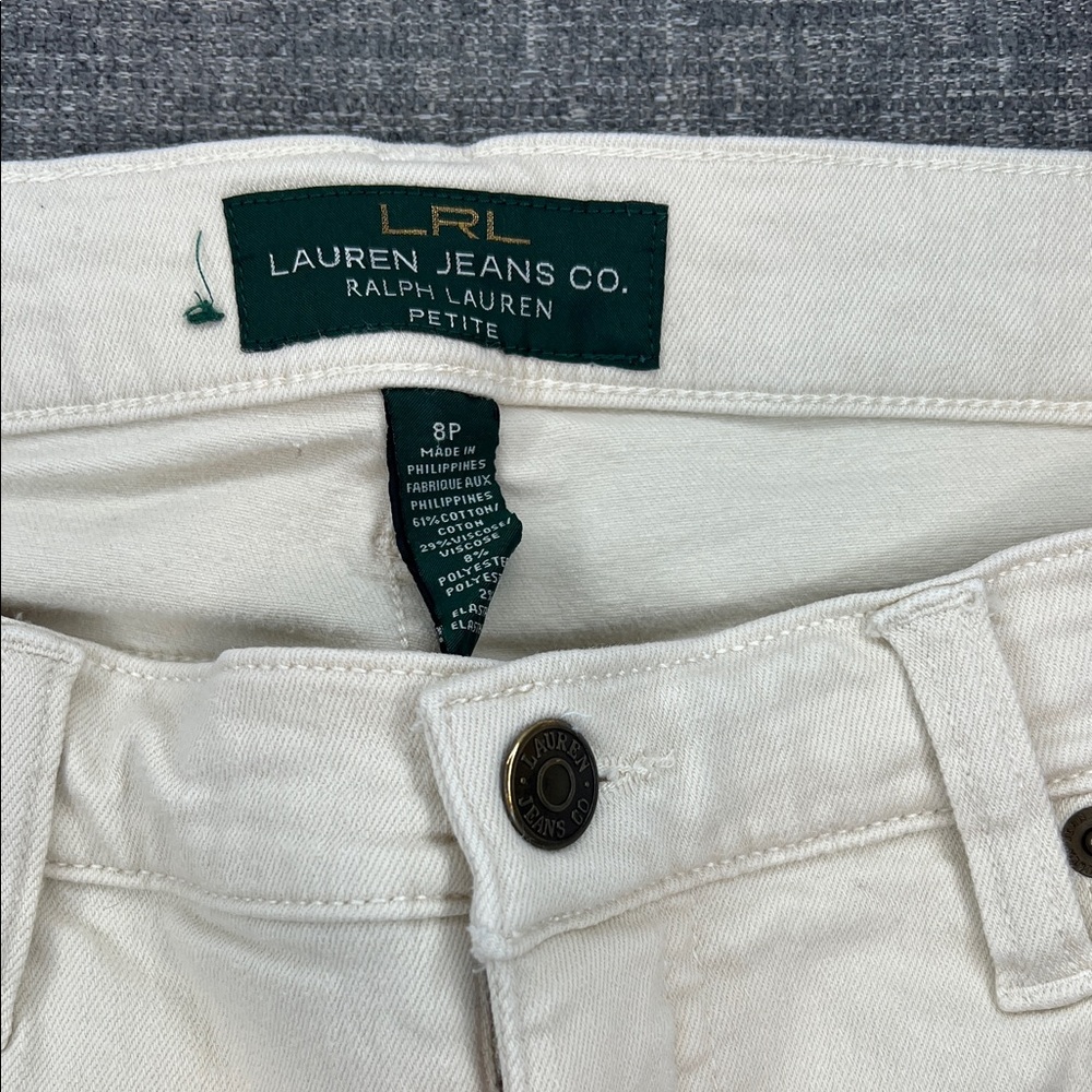 LRL Ralph Lauren Off-White Straight Leg Jeans Petite 8P - Picture 2 of 5